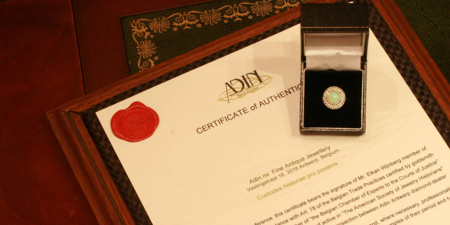 Late Victorian engagement ring with rose cut diamonds and button polished opal (image 6 of 10)